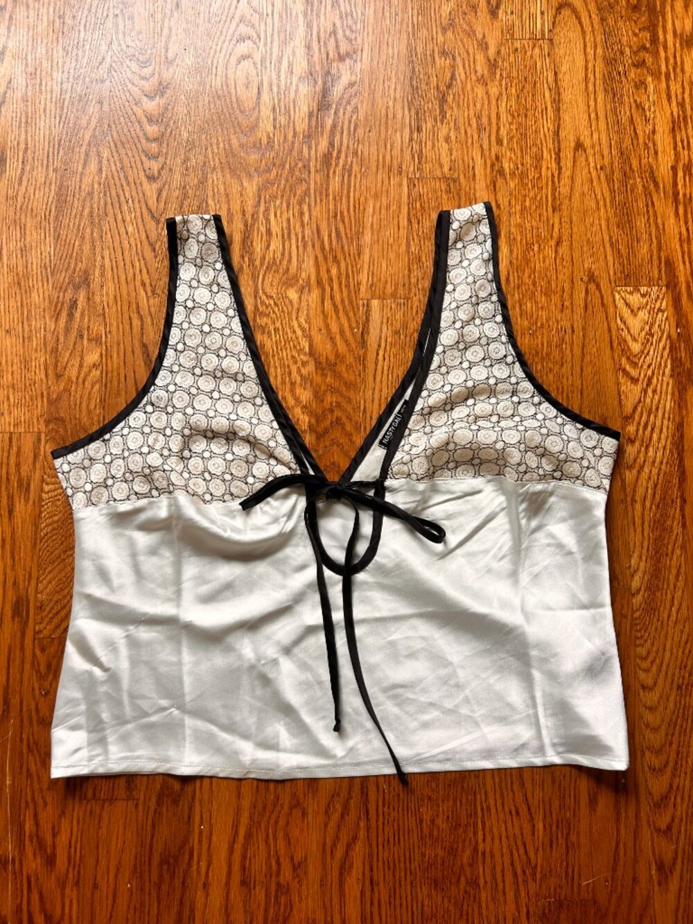 Nasty Gal Cream and Black Lace Blouse